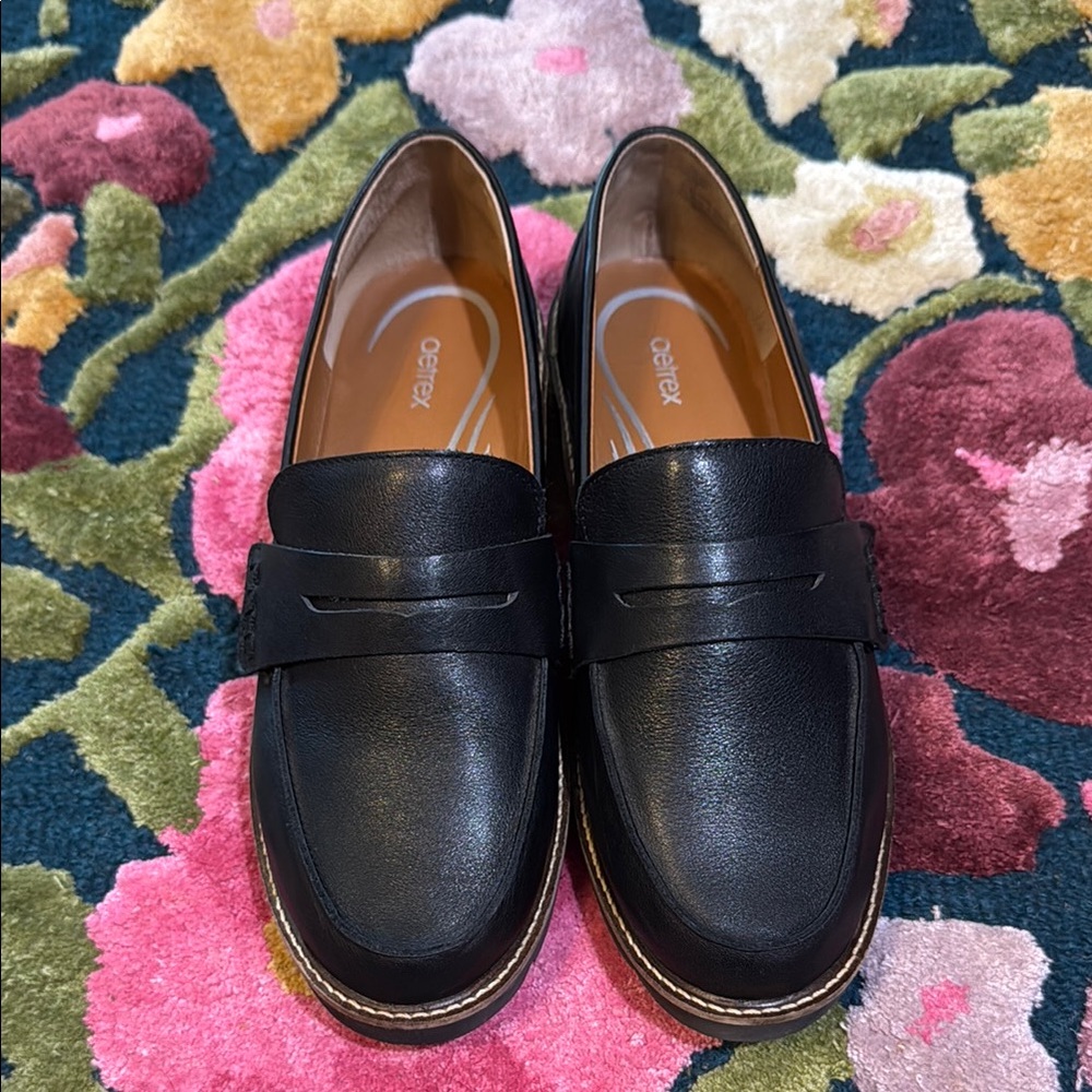 Aetrex Collette Arch Support Black Loafers